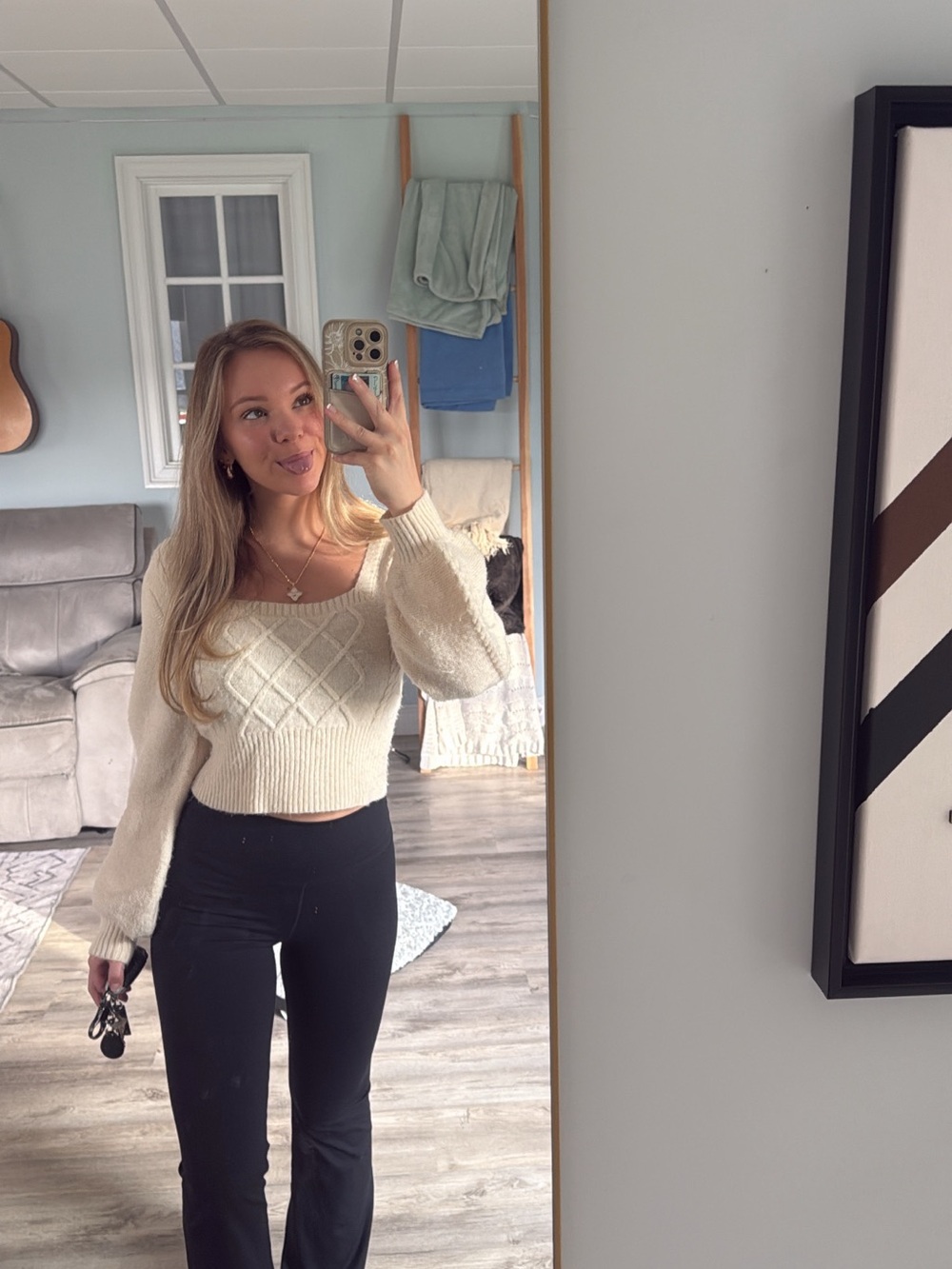 Classic Cream Knit Square-Neck Sweater